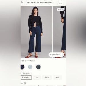 Anthropologie Colette Crop Wide Leg Jeans by Maeve